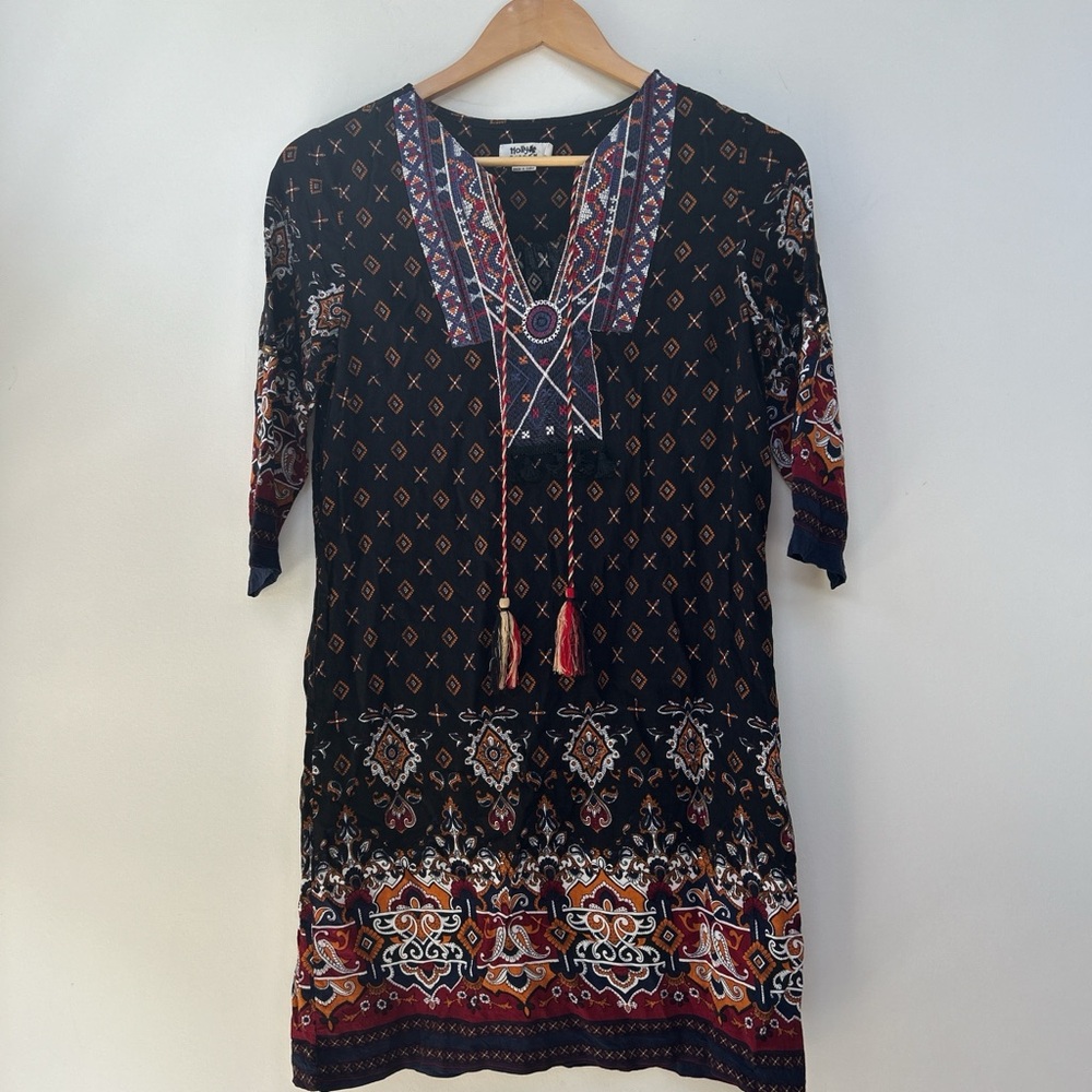 Molly bracken Black and red boho dress with tassels #boho #festival
 Bohemian